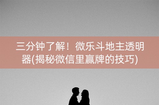 三分钟了解！微乐斗地主透明器(揭秘微信里赢牌的技巧)