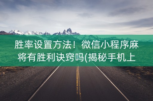 胜率设置方法！微信小程序麻将有胜利诀窍吗(揭秘手机上插件免费)