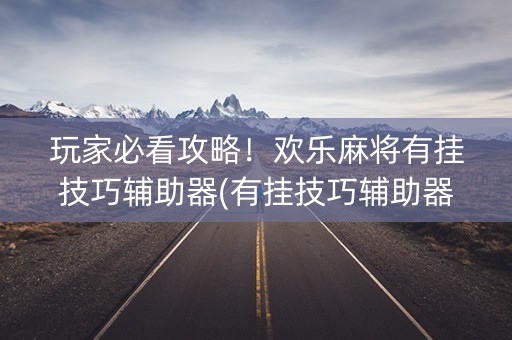 玩家必看攻略！欢乐麻将有挂技巧辅助器(有挂技巧辅助器)