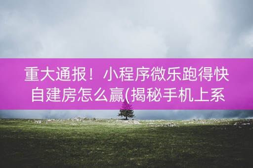 重大通报！小程序微乐跑得快自建房怎么赢(揭秘手机上系统发好牌)