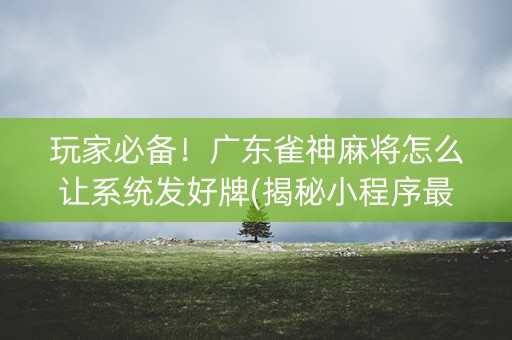 玩家必备！广东雀神麻将怎么让系统发好牌(揭秘小程序最新神器下载)
