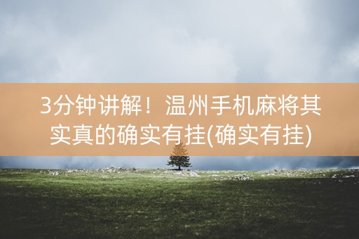 3分钟讲解！温州手机麻将其实真的确实有挂(确实有挂)