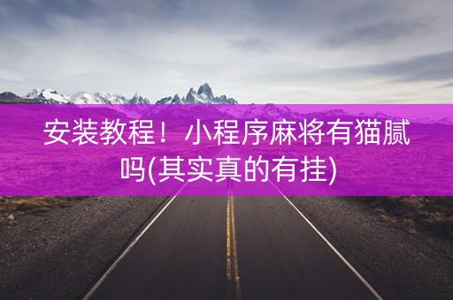 安装教程！小程序麻将有猫腻吗(其实真的有挂)