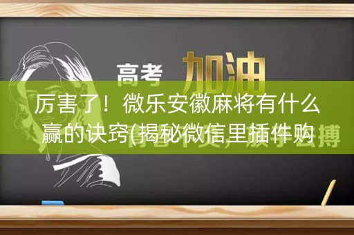 厉害了！微乐安徽麻将有什么赢的诀窍(揭秘微信里插件购买)