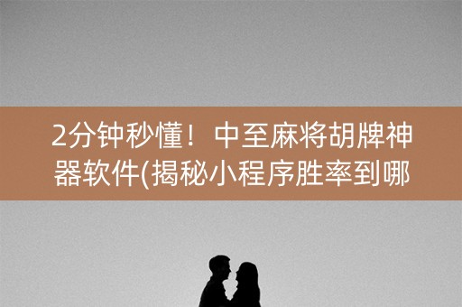 2分钟秒懂！中至麻将胡牌神器软件(揭秘小程序胜率到哪调)