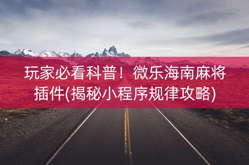 玩家必看科普！微乐海南麻将插件(揭秘小程序规律攻略)