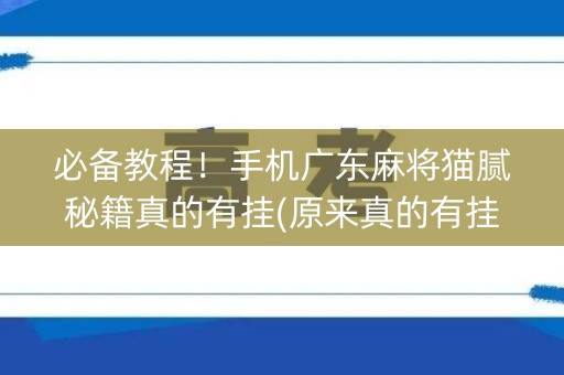 必备教程！手机广东麻将猫腻秘籍真的有挂(原来真的有挂)