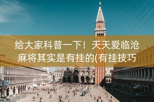 给大家科普一下！天天爱临沧麻将其实是有挂的(有挂技巧辅助器)