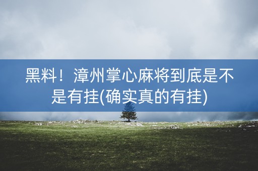 黑料！漳州掌心麻将到底是不是有挂(确实真的有挂)