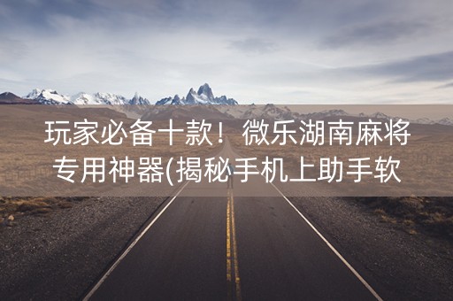 玩家必备十款！微乐湖南麻将专用神器(揭秘手机上助手软件)