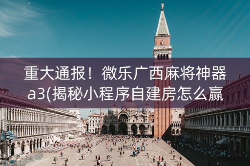 重大通报！微乐广西麻将神器a3(揭秘小程序自建房怎么赢)