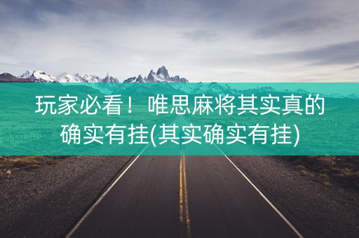 玩家必看！唯思麻将其实真的确实有挂(其实确实有挂)