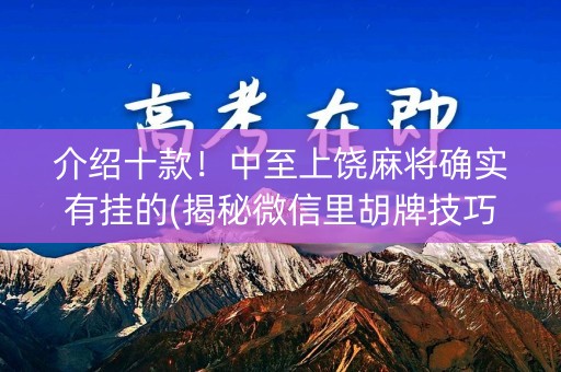 介绍十款！中至上饶麻将确实有挂的(揭秘微信里胡牌技巧)