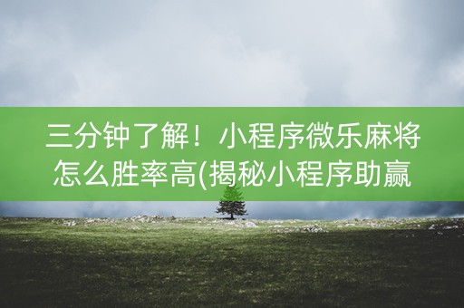 三分钟了解！小程序微乐麻将怎么胜率高(揭秘小程序助赢神器购买)
