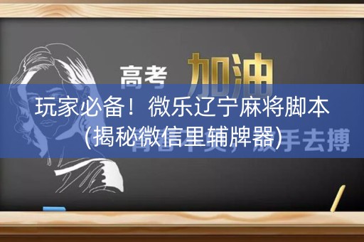 玩家必备！微乐辽宁麻将脚本(揭秘微信里辅牌器)