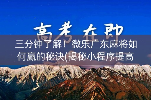 三分钟了解！微乐广东麻将如何赢的秘诀(揭秘小程序提高胜率)