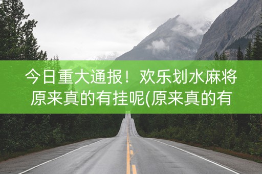 今日重大通报！欢乐划水麻将原来真的有挂呢(原来真的有挂)