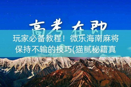 玩家必备教程！微乐海南麻将保持不输的技巧(猫腻秘籍真的有挂)