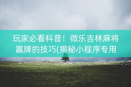 玩家必看科普！微乐吉林麻将赢牌的技巧(揭秘小程序专用神器)