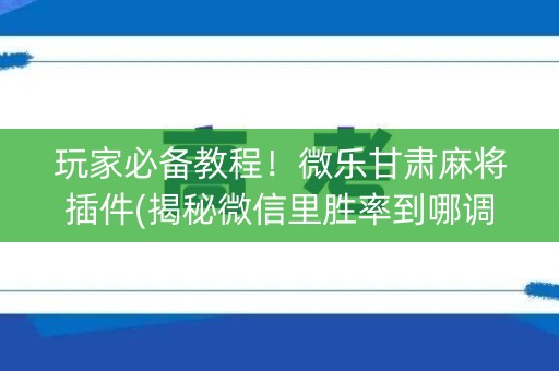 玩家必备教程！微乐甘肃麻将插件(揭秘微信里胜率到哪调)
