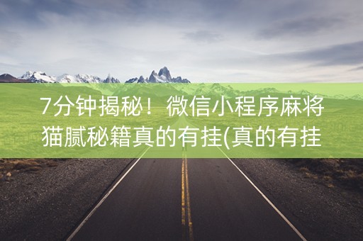 7分钟揭秘！微信小程序麻将猫腻秘籍真的有挂(真的有挂)