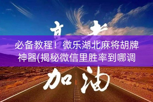 必备教程！微乐湖北麻将胡牌神器(揭秘微信里胜率到哪调)