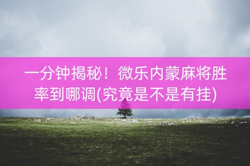 一分钟揭秘！微乐内蒙麻将胜率到哪调(究竟是不是有挂)