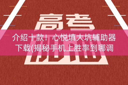 介绍十款！心悦填大坑辅助器下载(揭秘手机上胜率到哪调)