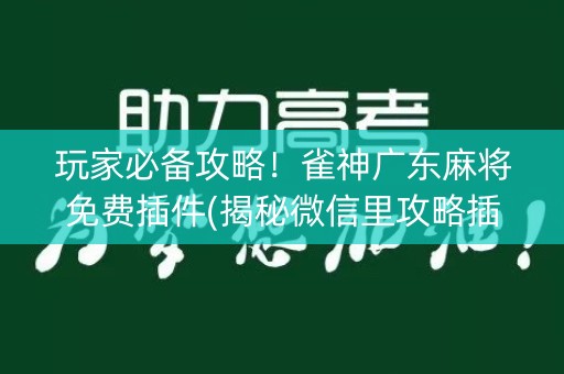 玩家必备攻略！雀神广东麻将免费插件(揭秘微信里攻略插件)