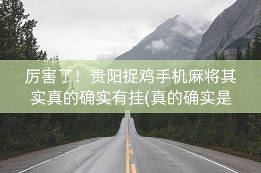 厉害了！贵阳捉鸡手机麻将其实真的确实有挂(真的确实是有挂)