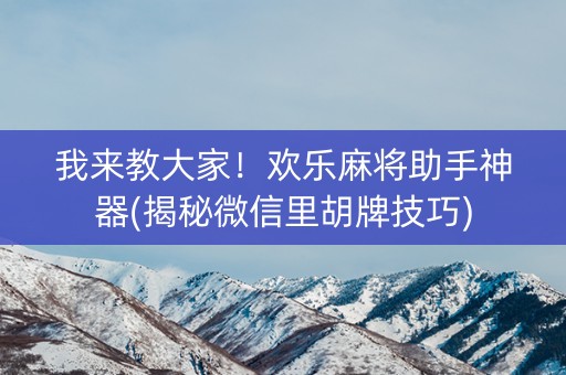 我来教大家！欢乐麻将助手神器(揭秘微信里胡牌技巧)