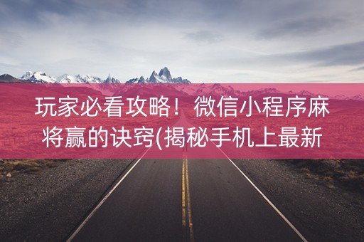 玩家必看攻略！微信小程序麻将赢的诀窍(揭秘手机上最新神器下载)