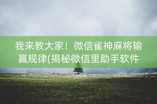 我来教大家！微信雀神麻将输赢规律(揭秘微信里助手软件)