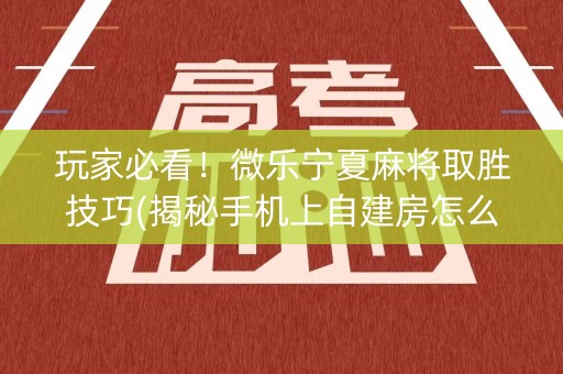 玩家必看！微乐宁夏麻将取胜技巧(揭秘手机上自建房怎么赢)