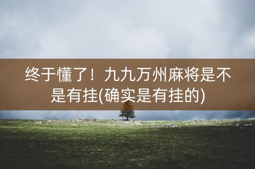 终于懂了！九九万州麻将是不是有挂(确实是有挂的)