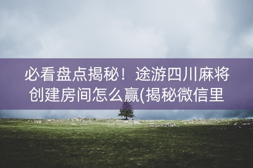 必看盘点揭秘！途游四川麻将创建房间怎么赢(揭秘微信里必备神器)