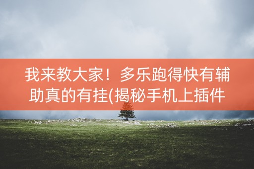 我来教大家！多乐跑得快有辅助真的有挂(揭秘手机上插件免费)