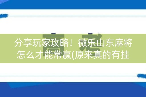 分享玩家攻略！微乐山东麻将怎么才能常赢(原来真的有挂呢)