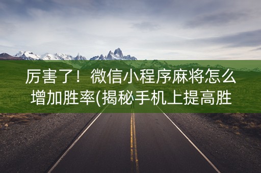 厉害了！微信小程序麻将怎么增加胜率(揭秘手机上提高胜率)