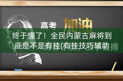 终于懂了！全民内蒙古麻将到底是不是有挂(有挂技巧辅助器)