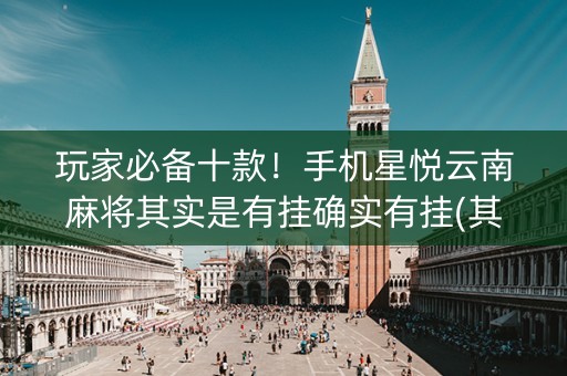 玩家必备十款！手机星悦云南麻将其实是有挂确实有挂(其实是有挂的)