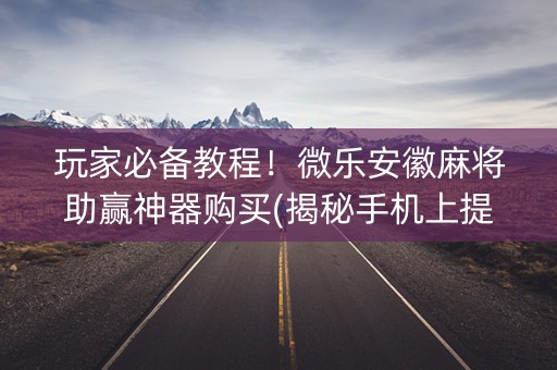 玩家必备教程！微乐安徽麻将助赢神器购买(揭秘手机上提高胜率)