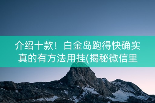 介绍十款！白金岛跑得快确实真的有方法用挂(揭秘微信里必备神器)