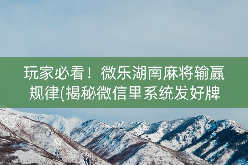 玩家必看！微乐湖南麻将输赢规律(揭秘微信里系统发好牌)