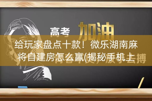给玩家盘点十款！微乐湖南麻将自建房怎么赢(揭秘手机上插件下载)