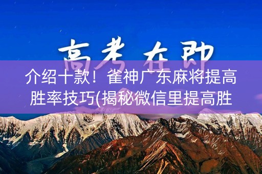 介绍十款！雀神广东麻将提高胜率技巧(揭秘微信里提高胜率)