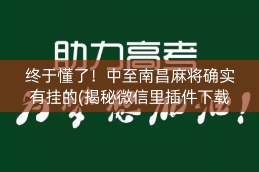 终于懂了！中至南昌麻将确实有挂的(揭秘微信里插件下载)