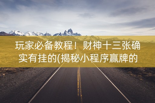 玩家必备教程！财神十三张确实有挂的(揭秘小程序赢牌的技巧)