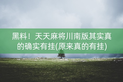 黑料！天天麻将川南版其实真的确实有挂(原来真的有挂)