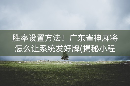 胜率设置方法！广东雀神麻将怎么让系统发好牌(揭秘小程序插件下载)